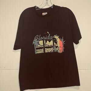 Vintage Florida graphic t-shirt neon colors single stitch on Hanes shirt Large